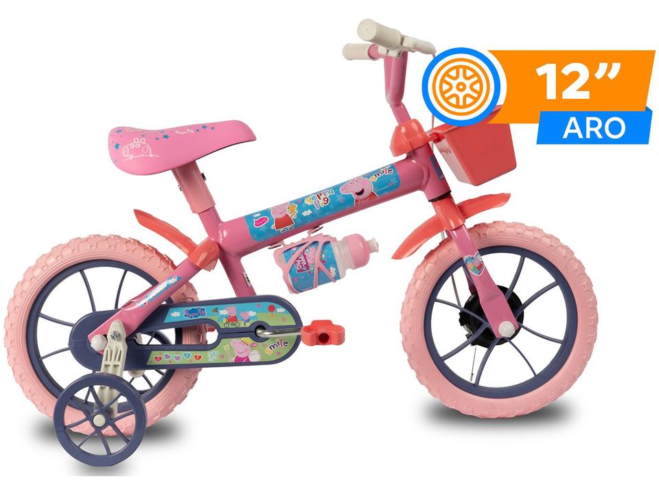 Bicicleta Infantil Aro 12 Verden 10509 Princy Rosa e Roxa com Rodinhas - 1