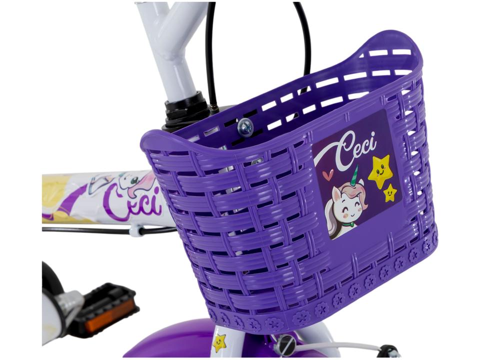 Bicicleta Infantil Aro 16" Caloi Ceci Branco e Rosa com Cestinha Freio V-Brake - 5