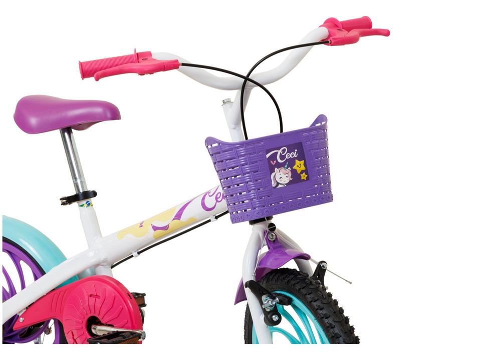 Bicicleta Infantil Aro 16" Caloi Ceci Branco e Rosa com Cestinha Freio V-Brake - 2