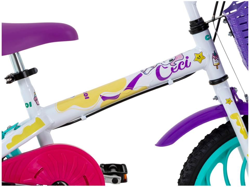 Bicicleta Infantil Aro 16" Caloi Ceci Branco e Rosa com Cestinha Freio V-Brake - 6