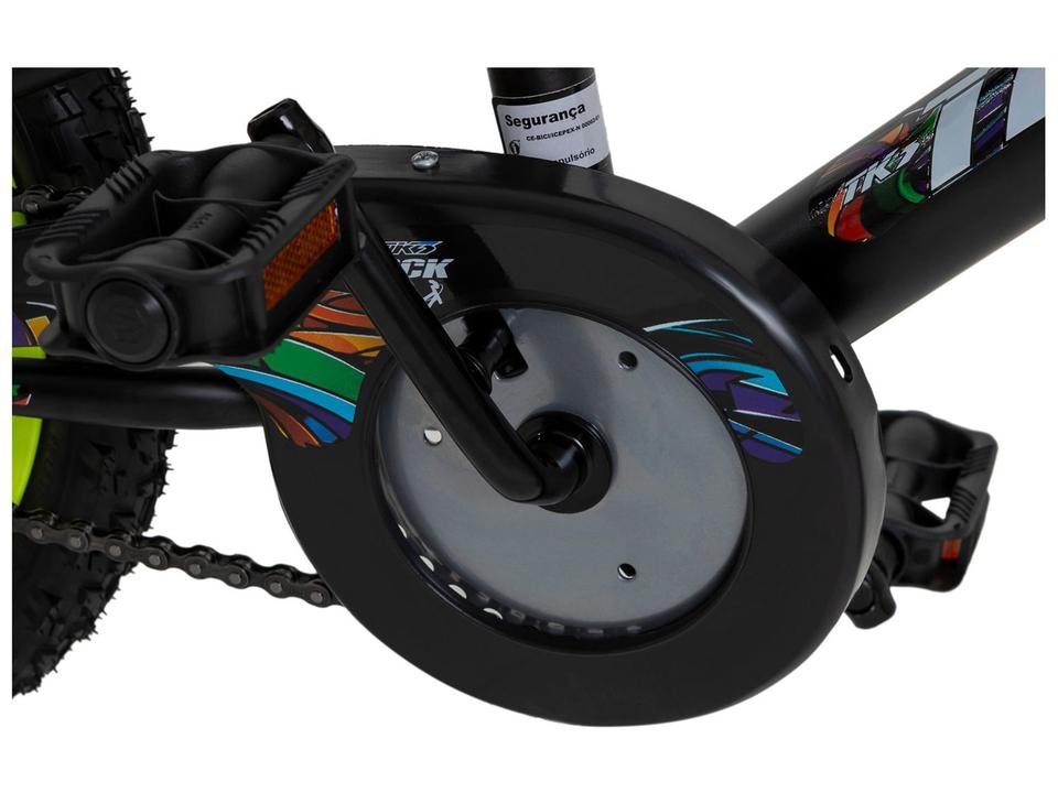 Bicicleta Infantil Aro 16" TK3 Track Flip Fire Preta e Amarela com Banco de Mobilete e Rodinhas Freio V-Brake - 10