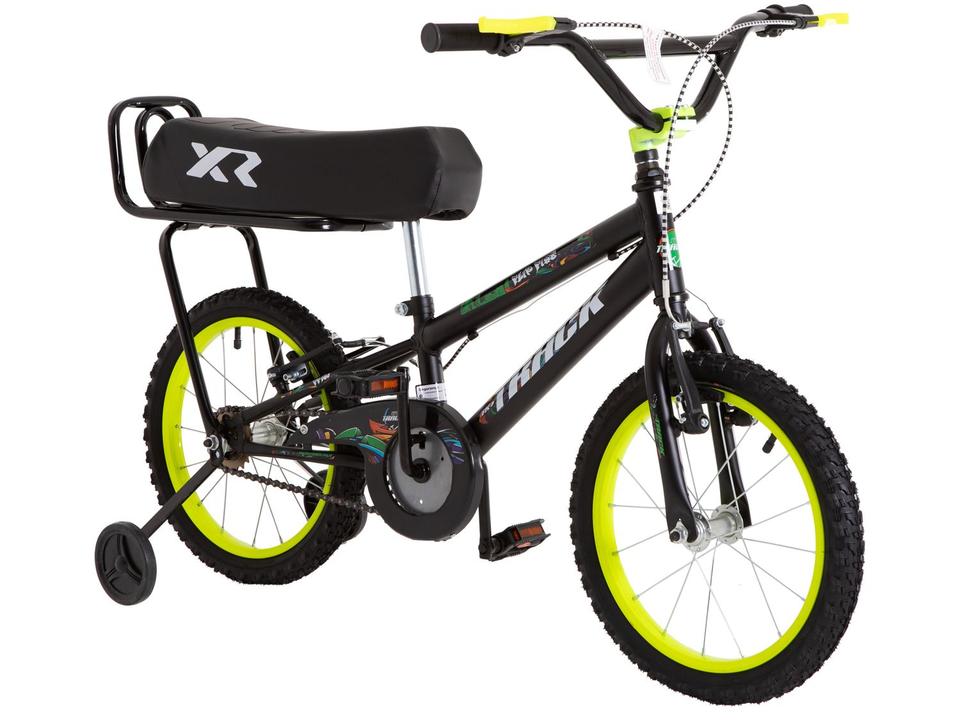 Bicicleta Infantil Aro 16" TK3 Track Flip Fire Preta e Amarela com Banco de Mobilete e Rodinhas Freio V-Brake - 2