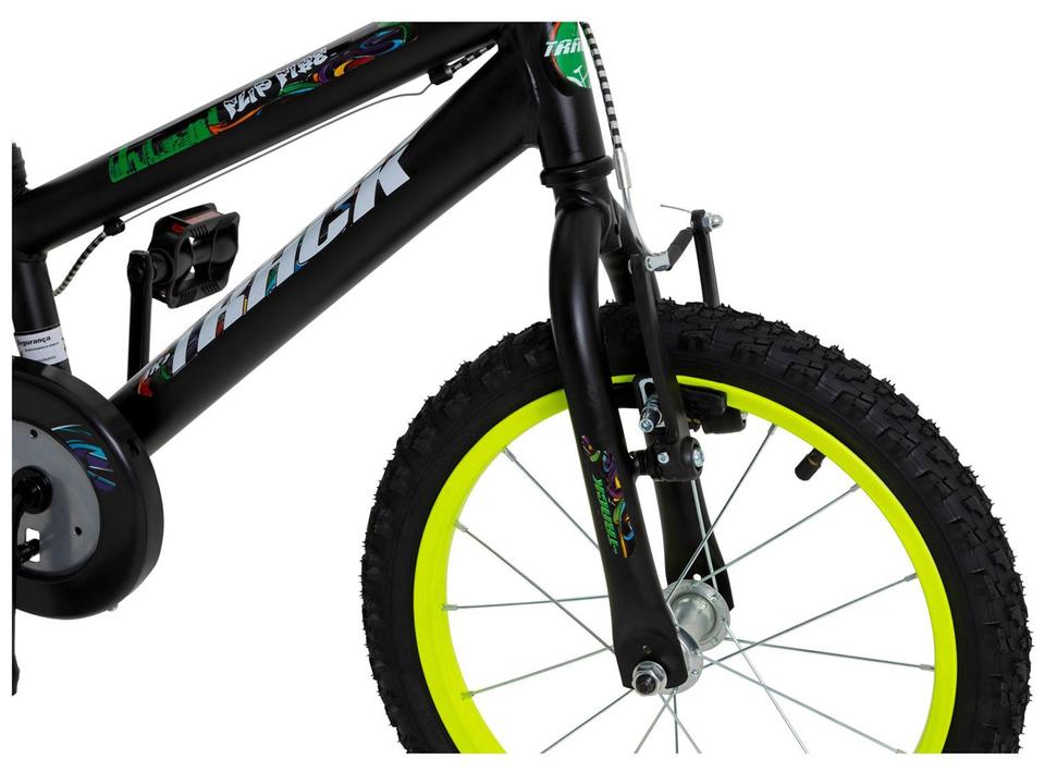 Bicicleta Infantil Aro 16" TK3 Track Flip Fire Preta e Amarela com Banco de Mobilete e Rodinhas Freio V-Brake - 6