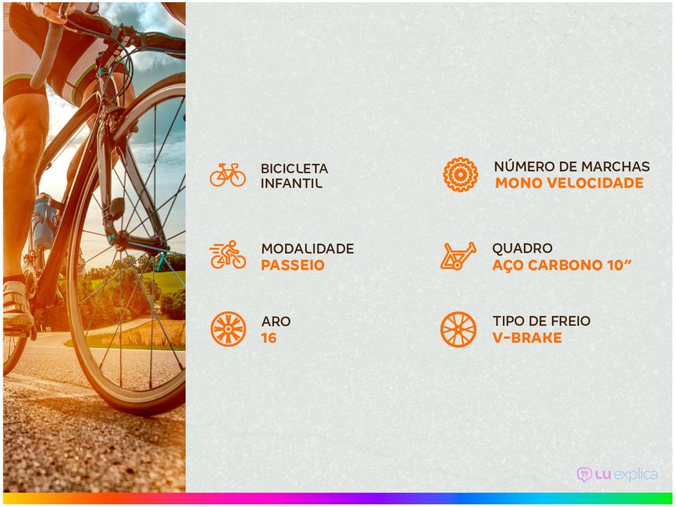 Bicicleta Infantil Aro 16 Track Bikes PINKY WR - Branca e Rosa com Rodinhas e Cesta Freio V-Brake - 1