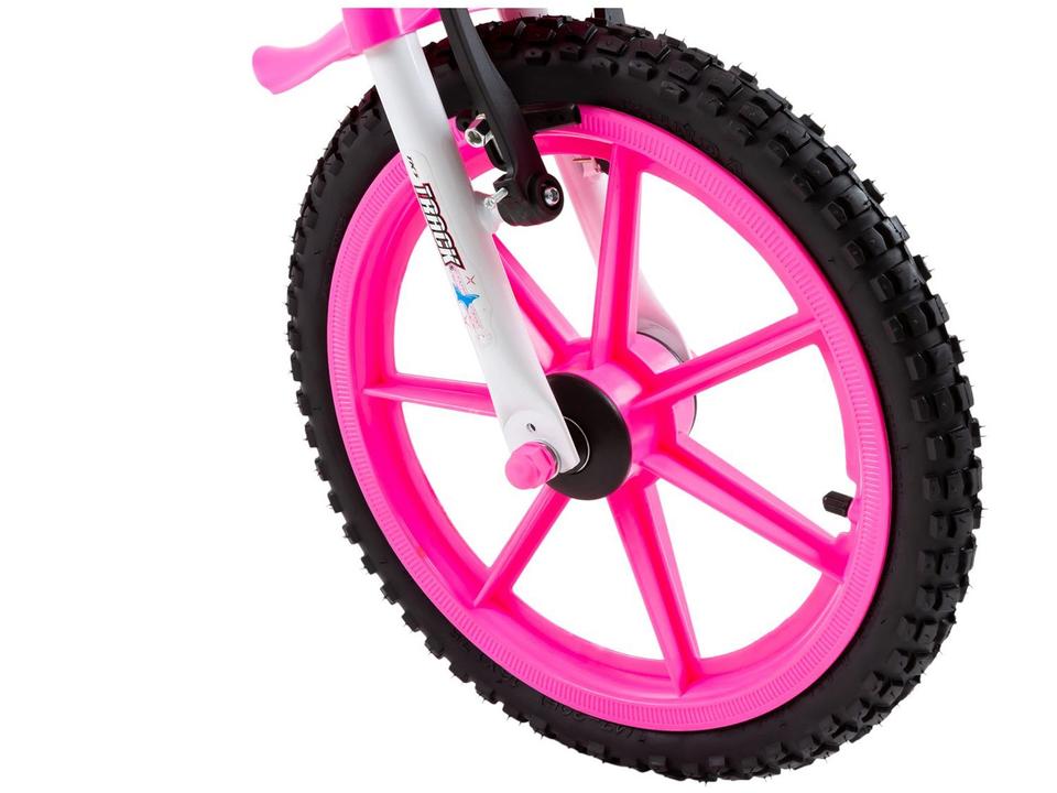 Bicicleta Infantil Aro 16 Track Bikes PINKY WR Branca e Rosa com Rodinhas e Cesta Freio V-Brake - 15