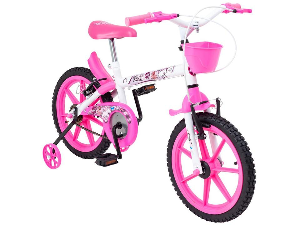 Bicicleta Infantil Aro 16 Track Bikes PINKY WR Branca e Rosa com Rodinhas e Cesta Freio V-Brake - 5