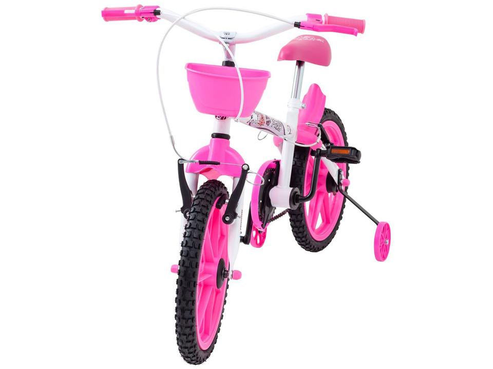 Bicicleta Infantil Aro 16 Track Bikes PINKY WR Branca e Rosa com Rodinhas e Cesta Freio V-Brake - 4