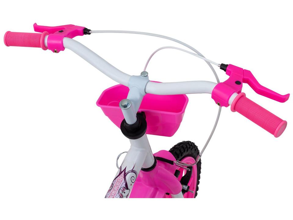 Bicicleta Infantil Aro 16 Track Bikes PINKY WR Branca e Rosa com Rodinhas e Cesta Freio V-Brake - 7