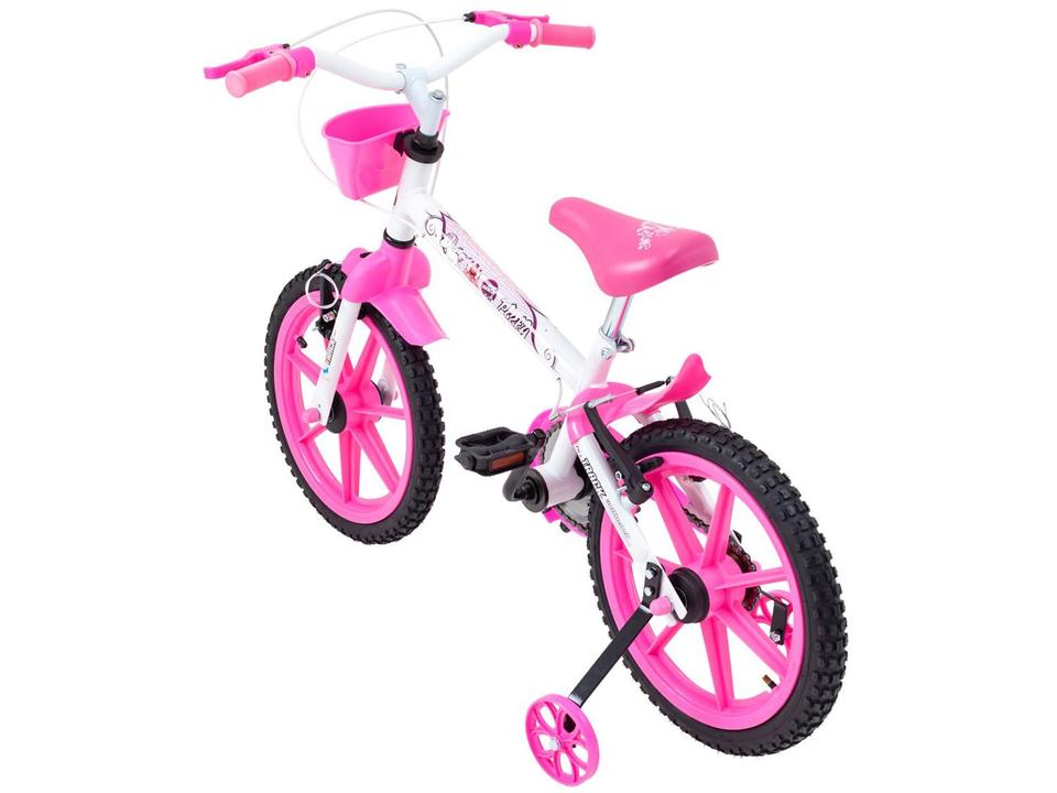 Bicicleta Infantil Aro 16 Track Bikes PINKY WR Branca e Rosa com Rodinhas e Cesta Freio V-Brake - 6
