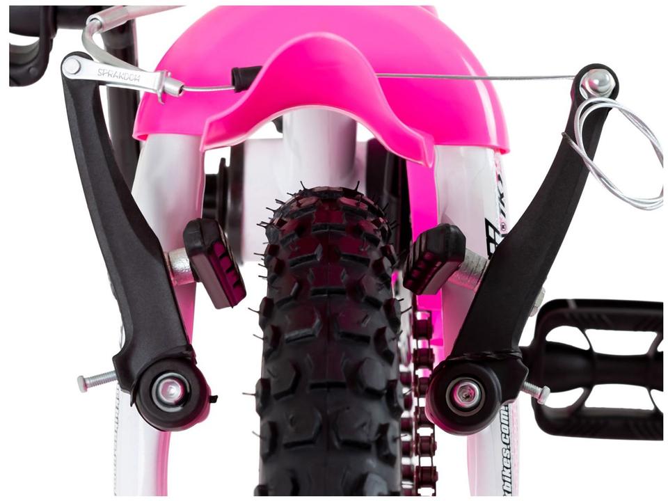 Bicicleta Infantil Aro 16 Track Bikes PINKY WR Branca e Rosa com Rodinhas e Cesta Freio V-Brake - 19