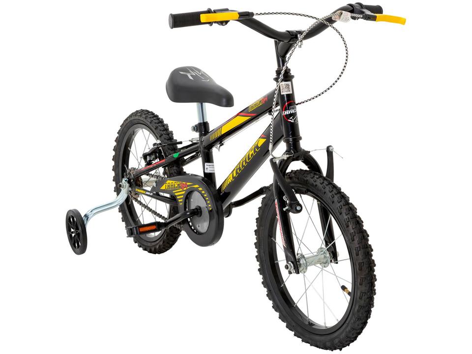 Bicicleta Infantil Aro 16 Track & Bikes Track Boy Preto e Amarelo com Rodinhas Freio V-Brake - 1