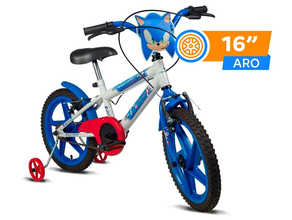 Bicicleta Infantil Aro 16 Verden 10494 Sonic Branco e Azul com Rodinhas Freio V-Brake - 1