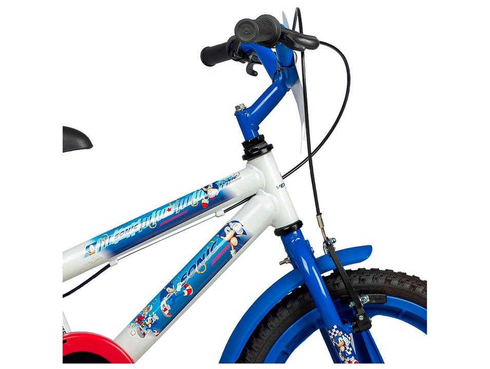 Bicicleta Infantil Aro 16 Verden 10494 Sonic Branco e Azul com Rodinhas Freio V-Brake - 5