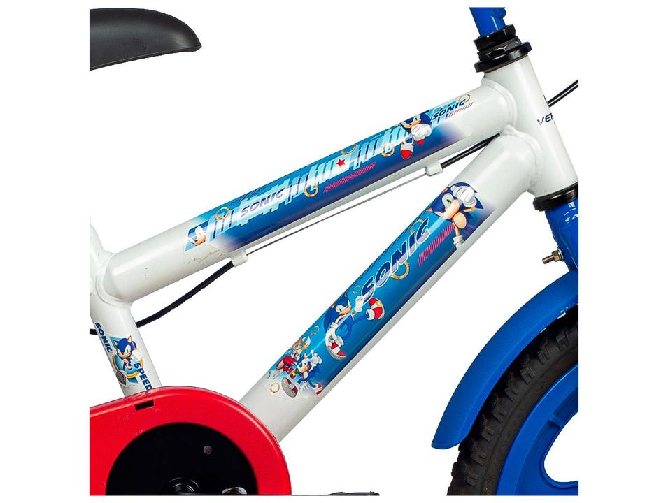 Bicicleta Infantil Aro 16 Verden 10494 Sonic Branco e Azul com Rodinhas Freio V-Brake - 7