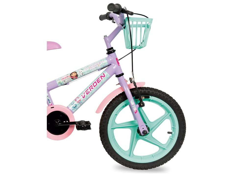 Bicicleta Infantil Aro 16 Verden 10511 A Casa Mágica da Gabby Lilás e Verde com Rodinhas Freio V-Brake - 5