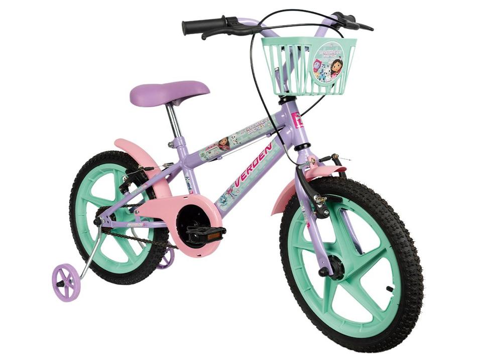 Bicicleta Infantil Aro 16 Verden 10511 A Casa Mágica da Gabby Lilás e Verde com Rodinhas Freio V-Brake - 3