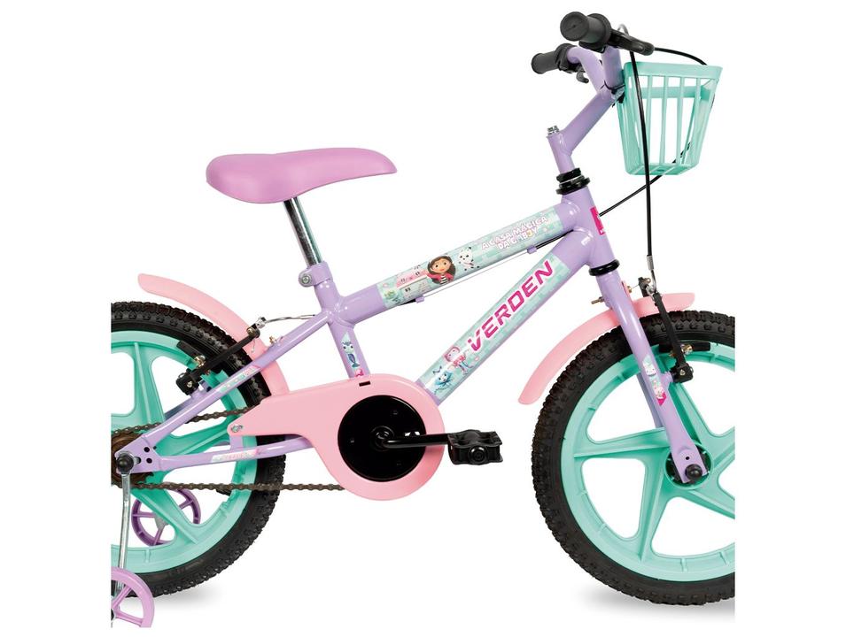 Bicicleta Infantil Aro 16 Verden 10511 A Casa Mágica da Gabby Lilás e Verde com Rodinhas Freio V-Brake - 6
