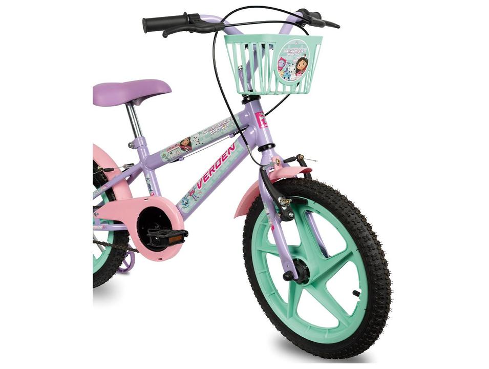 Bicicleta Infantil Aro 16 Verden 10511 A Casa Mágica da Gabby Lilás e Verde com Rodinhas Freio V-Brake - 4