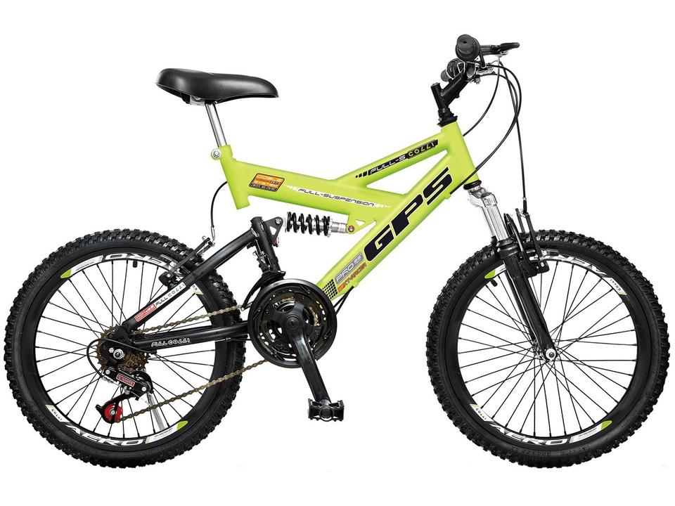 Bicicleta Infantil Aro 20 Colli Bike GPS - 21 Marchas Amarelo Neon Freio V-Brake