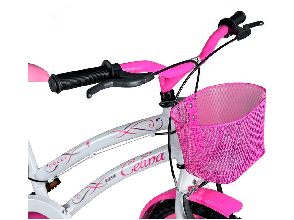 Bicicleta Infantil Aro 20" Colli Celina Branco com Cestinha Freio V-Brake - 2