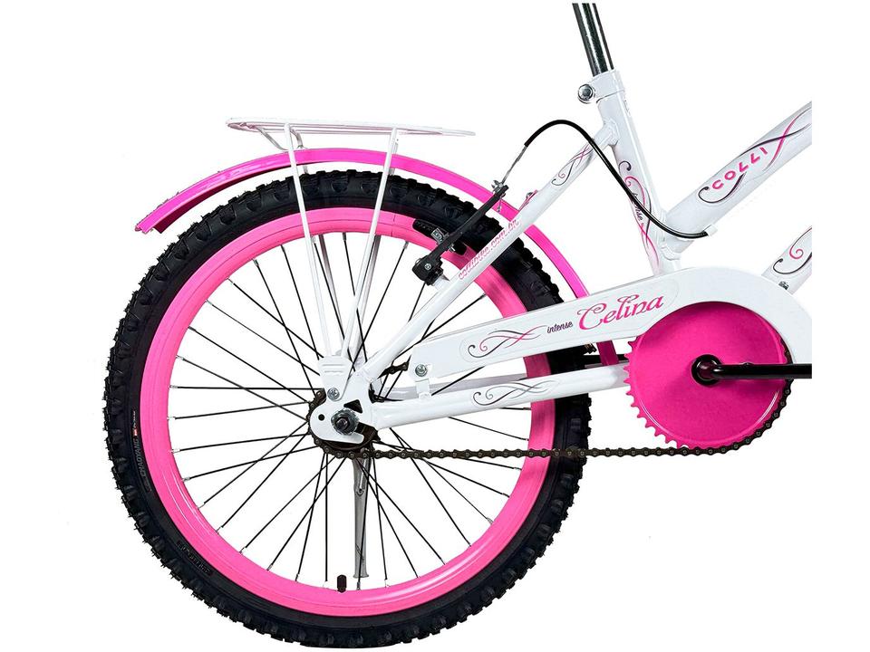Bicicleta Infantil Aro 20" Colli Celina Branco com Cestinha Freio V-Brake - 4