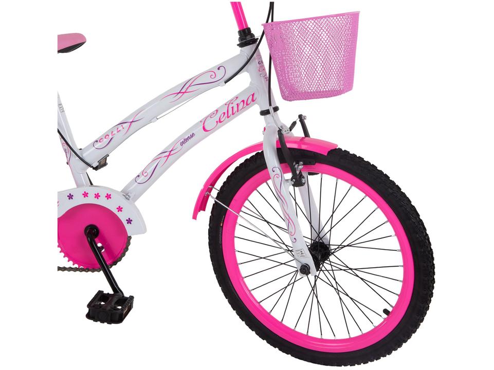 Bicicleta Infantil Aro 20" Colli Celina Branco com Cestinha Freio V-Brake - 7