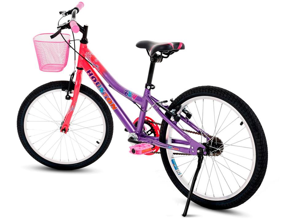 Bicicleta Infantil Aro 20 Houston Bixy - Rosa Pérola e Roxo com Cestinha Freio V-Brake - 4