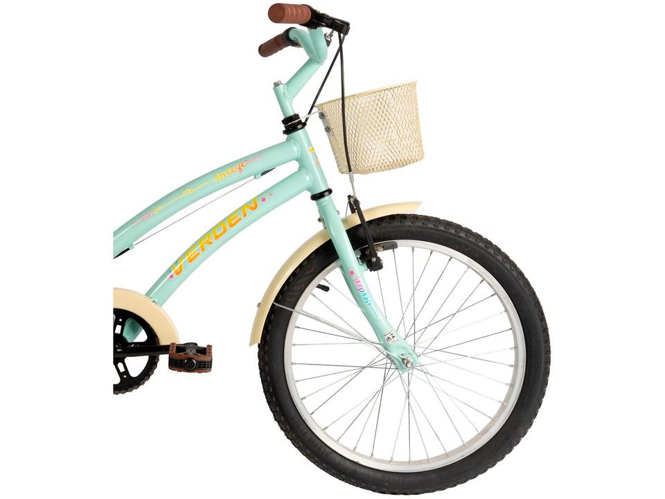 Bicicleta Infantil Aro 20" Verden Breeze Menta e Bege com Cestinha Freio V-Brake - 4
