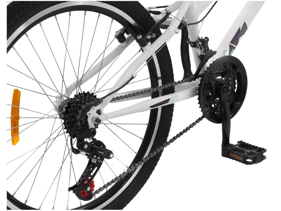Bicicleta Infantil Aro 24 Caloi Ceci T13R24V21 - Branca com Cesta 21 Marchas Freio V-Brake - 7