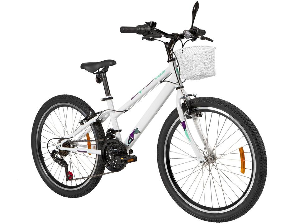 Bicicleta Infantil Aro 24 Caloi Ceci T13R24V21 - Branca com Cesta 21 Marchas Freio V-Brake - 14