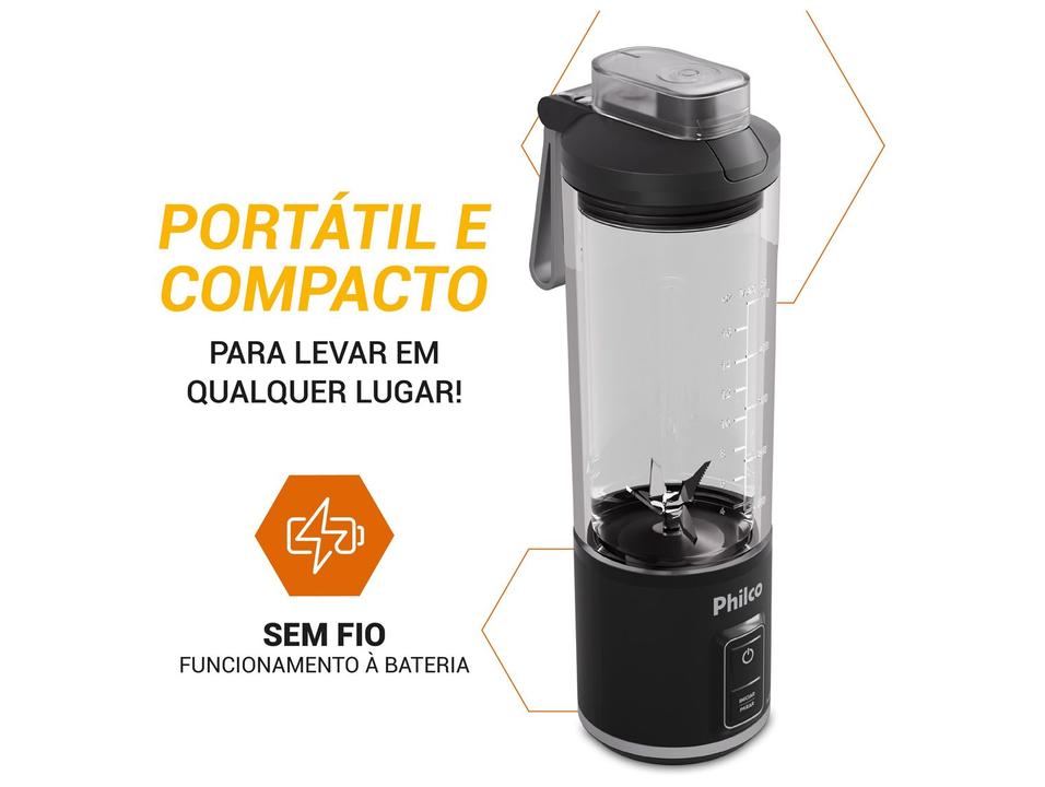 Blender Portátil Philco 700ml Sem Fio 120W PLQ01A - 1