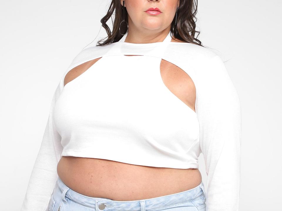 Blusa Cropped Vista Magalu Ribana Cut Out Manga Longa - 6