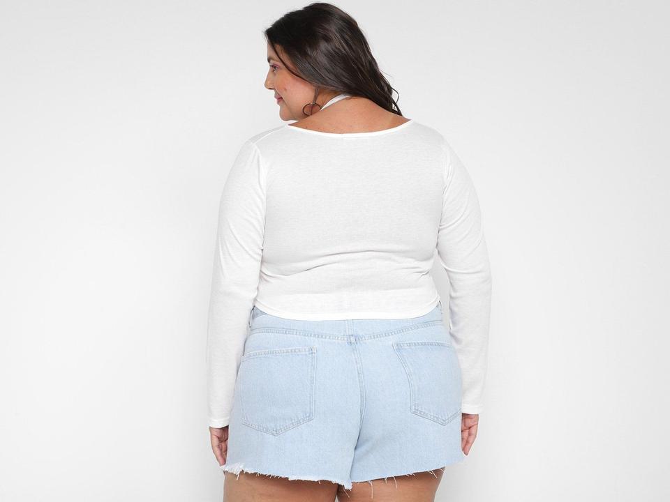 Blusa Cropped Vista Magalu Ribana Cut Out Manga Longa - 4