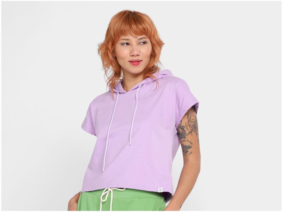 Blusa Moletom Vista Magalu Capuz Manga Curta - 1