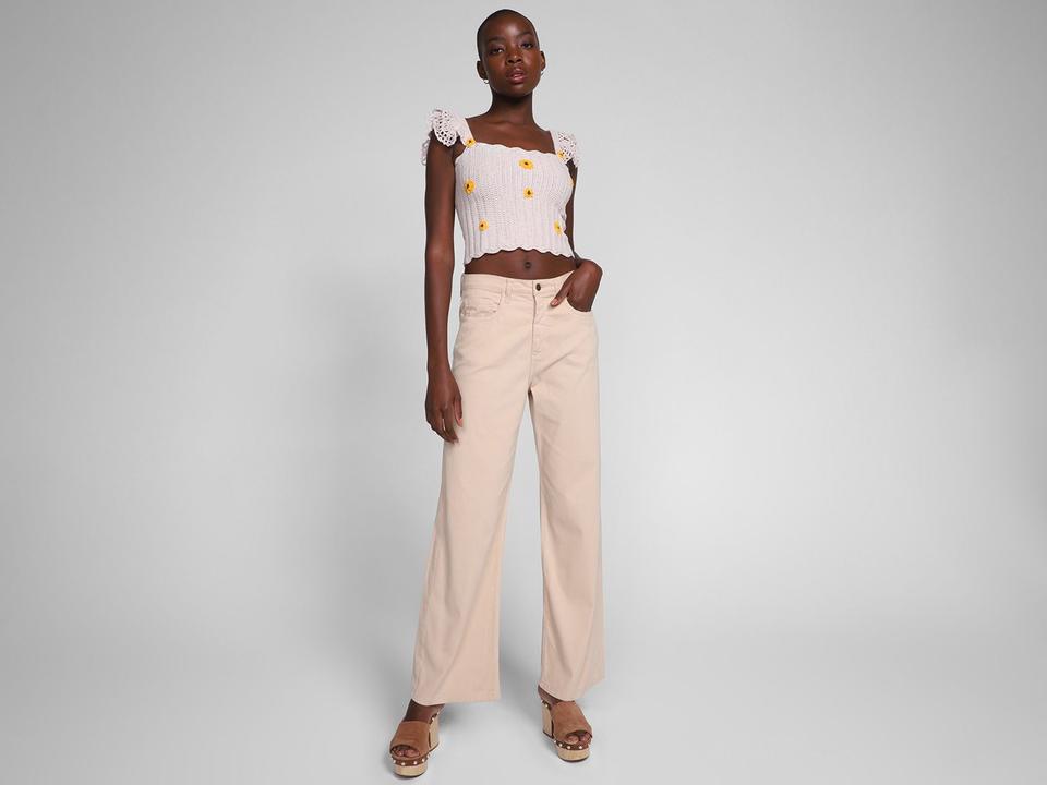 Blusa Vista Magalu Crochê Cropped Mini Flores - 1