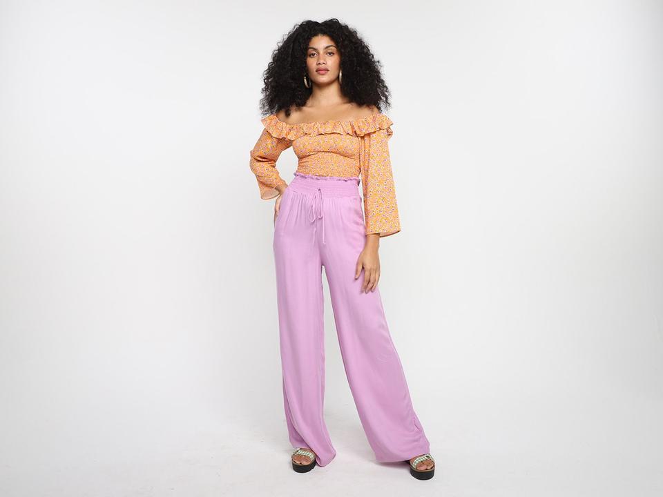 Blusa Vista Magalu Lastex Floral Babados Manga 3/4 - 4