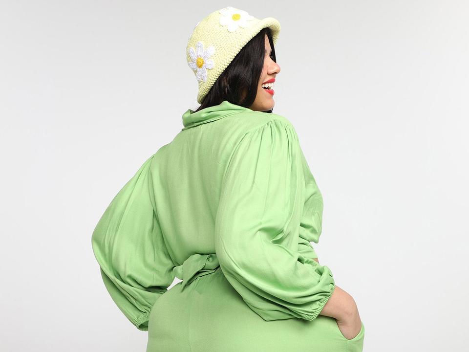 Blusa Vista Magalu Manga Bufante Decote Amarração - 3