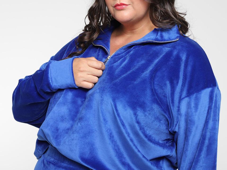 Blusa Vista Magalu Meio Zíper Veludo Cotelê - 5