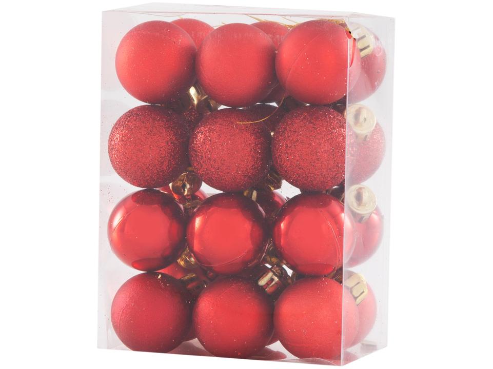 Bola de Natal Vermelho 3cm 24 Unidades Cromus - 1591320 - 5