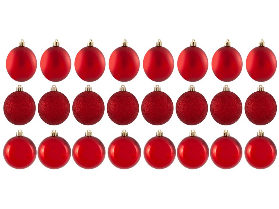 Bola de Natal Vermelho 3cm 24 Unidades Cromus - 1591320