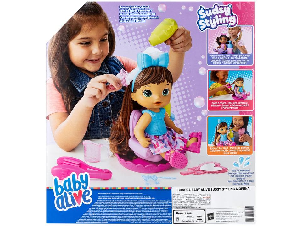 Boneca Baby Alive Sudsy Styling Morena - 10