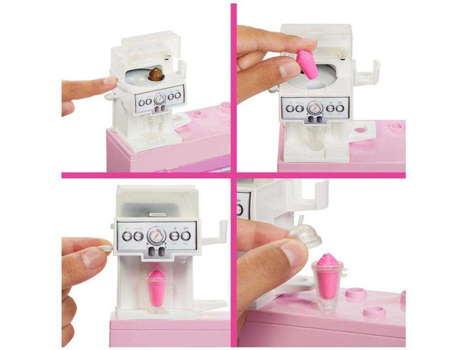 Boneca Barbie Barista com estação de cafeteria, bebidas e acessórios. Crie histórias cheias de sabor, criatividade e diversãO: - 10