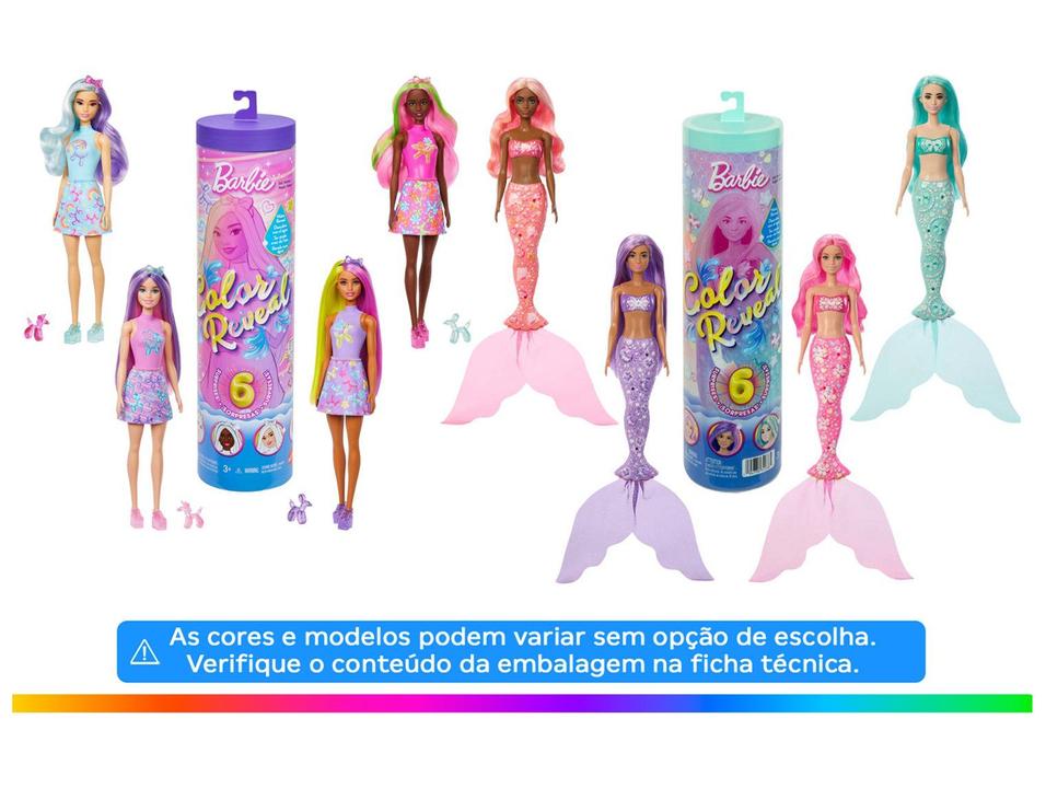 Boneca Barbie Color Reveal Sereia Surpresa Azul Mattel - 1