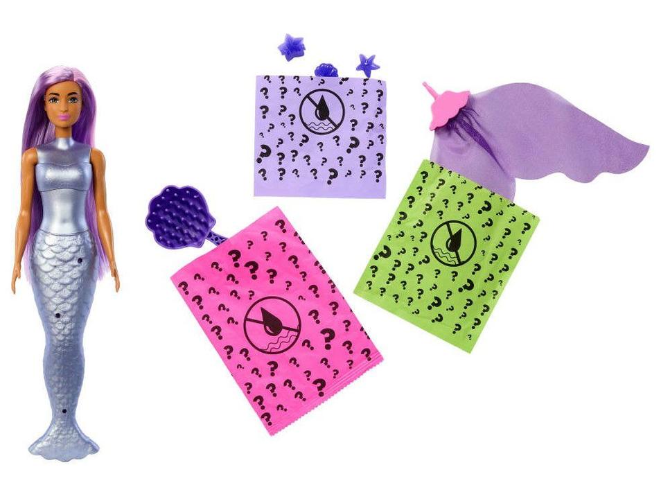Boneca Barbie Color Reveal Sereia Surpresa Azul Mattel - 8