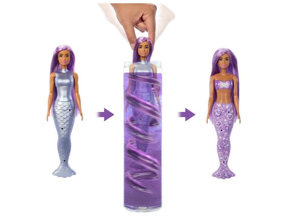 Boneca Barbie Color Reveal Sereia Surpresa Azul Mattel - 5