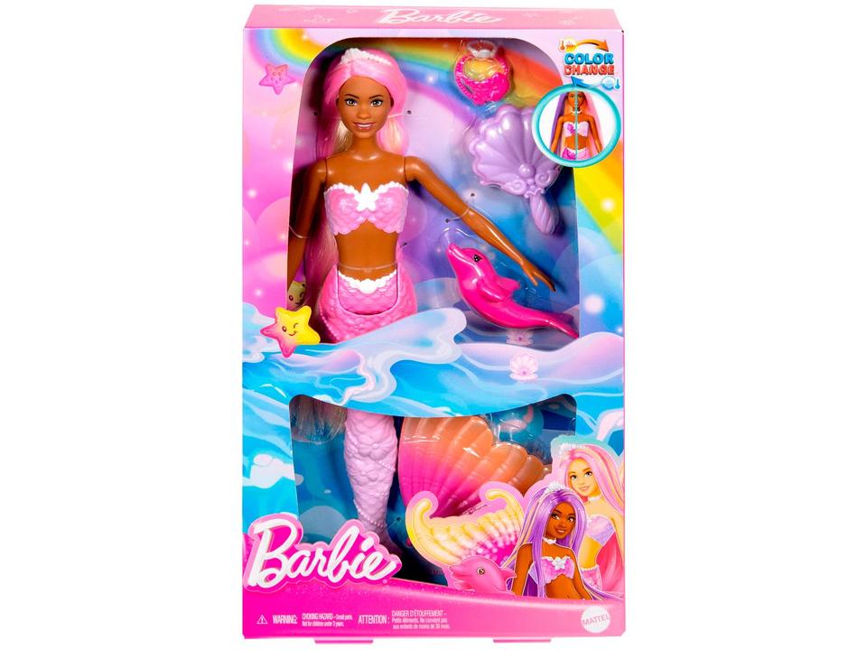 Boneca Barbie Fantasia Sereia Cores Mágicas - 4