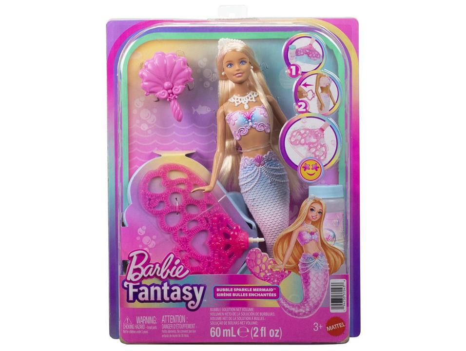 Boneca Barbie Fantasy Sereia Brilhante com Bolhas - 6