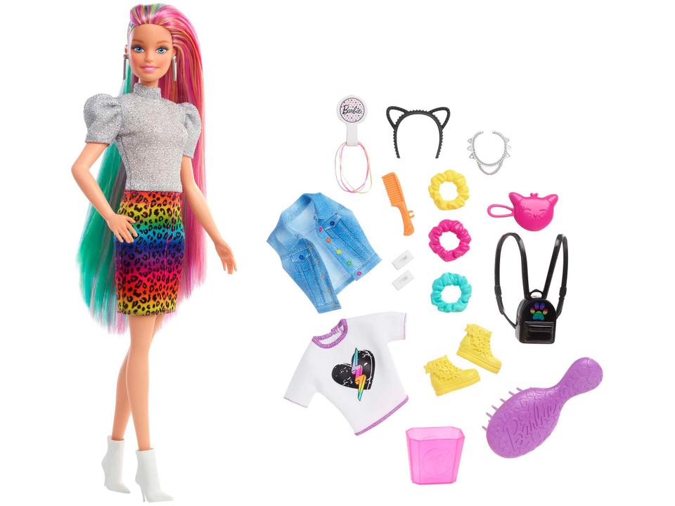 Boneca Barbie Penteado Arco-íris com Acessórios - 1