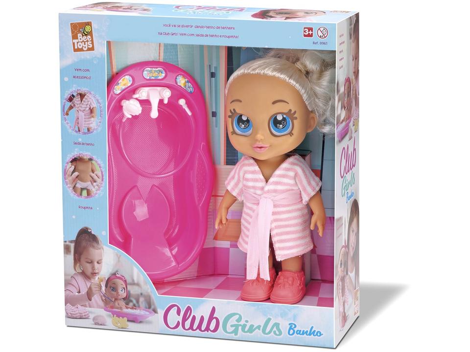 Boneca Club Girls Banho com Roupão Fralda - 5