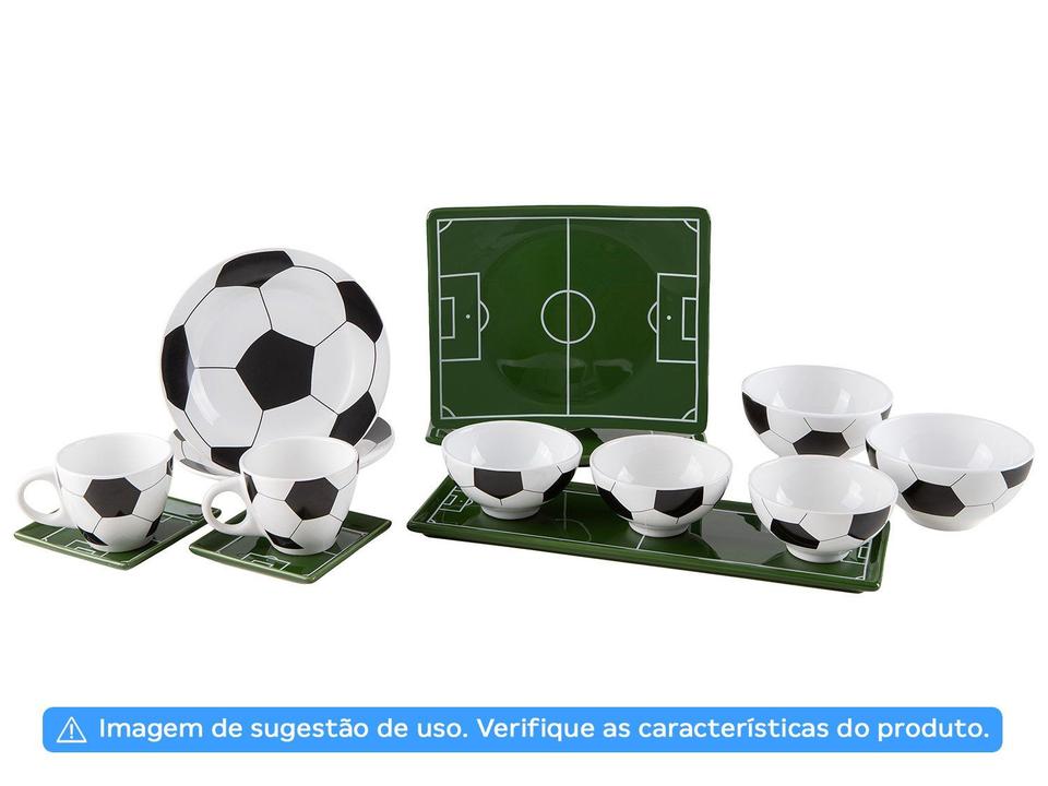 Bowl de Cerâmica Branco e Preto Scalla Cerâmica Futebol 550ml - 9